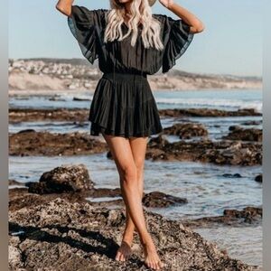 Mustard Seed Black Smocked Mini Dress - Size Small - New Without Tags!!